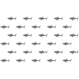 ANFRJJI Shark Wall Decals - PVC Removable Wall Stickers with Cute Sharks, Sea Creatures and Fish - Ocean Wall Decor for Kids Room and Nursery - 32 Pieces - 3" x 6" Each JWH194 (Black)