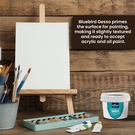 Bluebird Heavy Gesso Primer for Acrylic Painting, White, 5.3Oz / 150 GM Full Tub, Gesso Surface Prep Medium For Acrylic Paint and Oil Paint