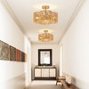 SYTPPLAN 4-Light Rattan Light Fixtures Ceiling Light, 15" Semi Flush
