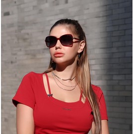 FEISEDY Womens Polarized Sunglasses, Trendy Elegant Colored Frame for Ladies, UV400 Protection B2760