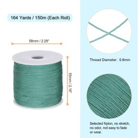 uxcell 0.6mm Nylon String Cord 164 Yards Nylon Satin String Bracelet String Chinese Knotting Cord Beading Thread for Jewelry Making Braided Necklaces Macrame Trim Craft Blue Green