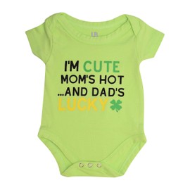Unique Baby Mono unisex para bebé de San Patricio con diseño de la suerte de papá, Verde, 3 Meses