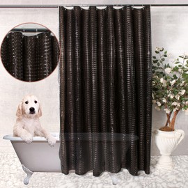 VENICE COLLECTIONS Shower Curtain Liner 3D Semi Transparent Heavy 8G Thick PEVA Waterproof Plastic Metal Grommets and Weighted Magnets 70 x 72 inches with Hooks Diamond Black