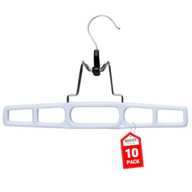 DEILSY™ Pants Hangers Skirt Hanger Pant with Locking Hook Versatile Skirt Hangers for Closet Organization White Jean for Men and Women Heavy Duty 10 Pack