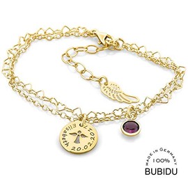 Taufarmband gold 925 Silber M√§dchen Armband mit Engel zur Taufe mit Gravur Armkettchen f√ºr Baby und Kinder Geschenk Patenkind Schutzengel Schmuck Herzen | HANDMADE IN GERMANY