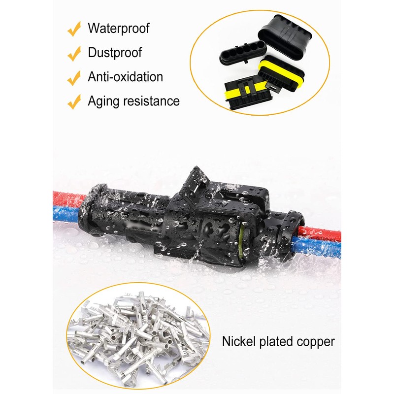 Twippo 800Pcs 50 Sets Waterproof Automotive Electrical Wire Connectors Plug