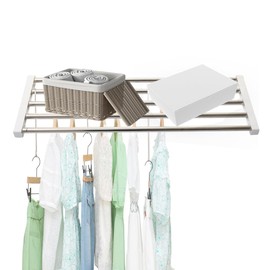 Hershii Expandable Closet Shelf Wardrobe Rail Metal Hanging Rod Storage Rack Adjustable Clothes Divider Separator Organizer for Cabinet Cupboard Kitchen Bathroom, (29.52''-51.18'') X 9.84''