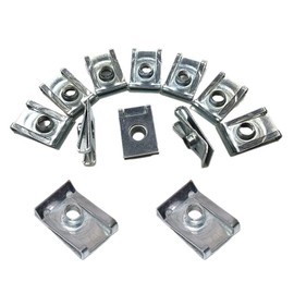 PrimeBlis Clip Nut U Type M6 Set of 20 U Clips Fixing Parts Universal Type Bike Fixing Furniture Camping Shedding Prevention Universal Zipper Clip (Silver, 21 x 15)