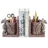 MyGift Resin Decorative Bookends and Pencil Holders with Dragon Guarding