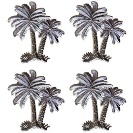 Palm Tree Cabinet Knobs Zinc Alloy Single Hole for Kitchen Cabinet Drawer Dresser Wardrobe Handles Coconut Tree Beach Ocean Theme Home Kitchen Decorative Hardware Accessories 4 Pieces (Silver)