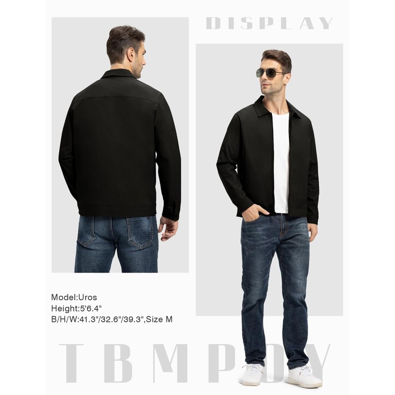 TBMPOY Men's Lightweight Jackets Casual Windbreaker Stylish Light Fall Spring