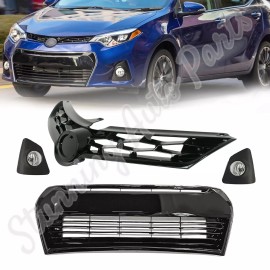 Stunning For Corolla S 2014-2016 Front Upper Grille Lower Grill Fog lights Bumper Bracket