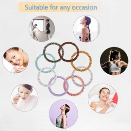 FAMEZA 10PCS Spiral Hair Ties Rubber Telephone Wire Hair Rings Slinky Hair Head Elastic Band for Girls Women