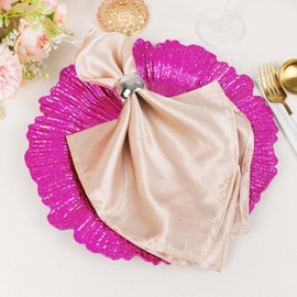 Tableclothsfactory 6 Pack Fuchsia Round Reef Acrylic Plastic Charger Plates, Dinner Charger Plates 13"