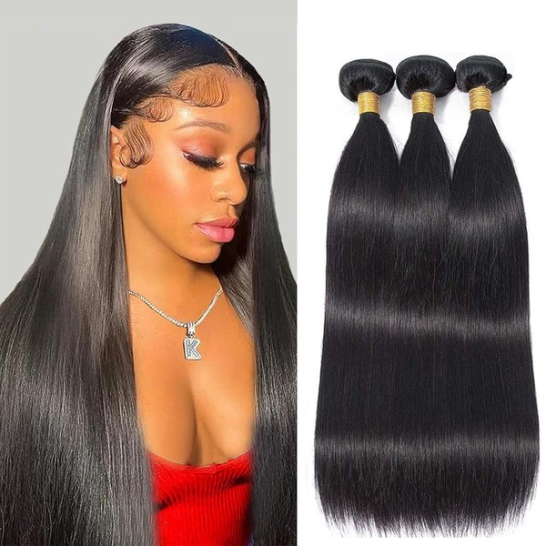 Human Hair Bundles Straight 3 Bundles 24 26 28 Inch