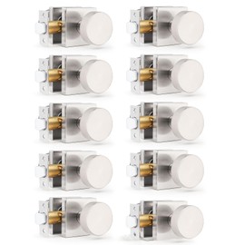 Satin Nickel Passage Door Knob, Heavy Duty Closet Door Handles Without Lock,10 Pack Door Knob Set for Hallway