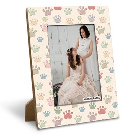 Yxadu Heartfelt Gift for Dog/Cat Lovers, Colorful Pet Paw Print Picture Frame 4x6 Inch - Cute Multi-Color Paw Design Frame, Pet-Themed Home Decor for Animal Enthusiasts, Farmhouse Office Desk Decor