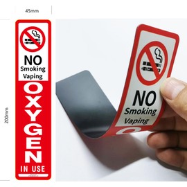 No Smoking Oxygen in Use Magnetic Vinyl Patient Care Sign 7.8" x 1.77x0.03"Strong Plastic Soft Magnetic Surface PVC Coating (12)