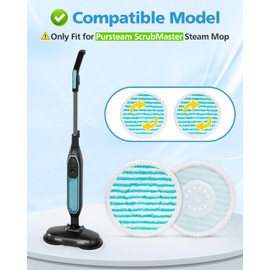 iSingo 6 Pack Mop Pads Replacement Compatible with Pursteam ScrubMaster Steam Mop Cleaner, Washable & Resuable Microfiber Mop Head Refills