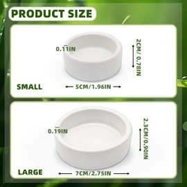 LuckyOpt Escape Proof Reptile Food Bowl, Ceramic Small Animal Bowls for Lizard Frog Snake Turtle Gecko Hamster Food Bowl for Anti-Food Escape, Reptile Water Bowl (M)