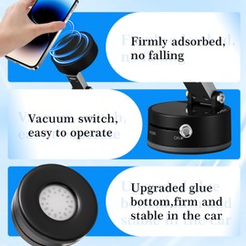 Kingdder Vacuum Magnetic Suction Phone Holder Updated 360° Rotatable and Foldable Magnetic Phone Mount Stand for Car, Gym(Drip Glue,Black)