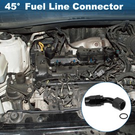 A ABSOPRO Male Flare Reducer Hose Fitting Adapter TF-1001-AN10 45° Fuel Line Connector Aluminum with O-ring Black