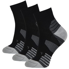 LIN PERFORMANCE 3 Pairs Compression Sock for Men and Women Sport Running Athletic Socks (Black, 10-13)