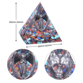 mookaitedecor Praying Angel Statue Crystal Orgone with Colorful Crystal Chip Stones, Orgonite Energy Generator Pyramid for Meditation Protection