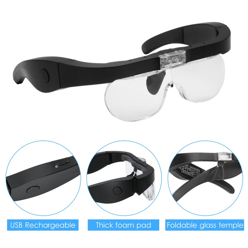 5X Magnifying Headset with LED Light Magnifying Glass Head Mounted