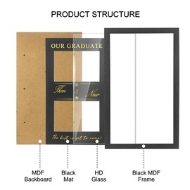 GraduatePro Then and Now Graduation Picture Frame, Double 5x7 Photo Frame, Graduation Theme Picture Frame for Graduation Decorations 2025