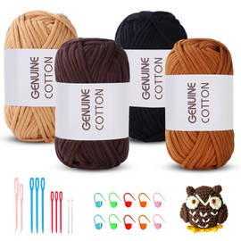 Maxee Crochet Yarn for Beginners, 200 g (50 g x 4 Colour), No Split Yarn, Thick Yarn Cotton for Crocheting, Crochet Amigurumi Wool, Chunky Cotton Yarn, Simple Knitting Yarn for Crochet, Knitting