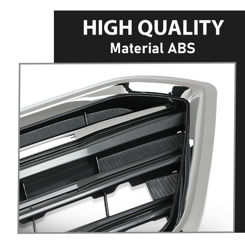 G-PLUS Front Bumper Grille Grill Assembly Black Shell Silver Insert