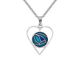 Rennie Mackintosh Style `Enamelled Heart Shaped Pendant Necklace On 16 Inch Chain With Presentation Box (Blue)