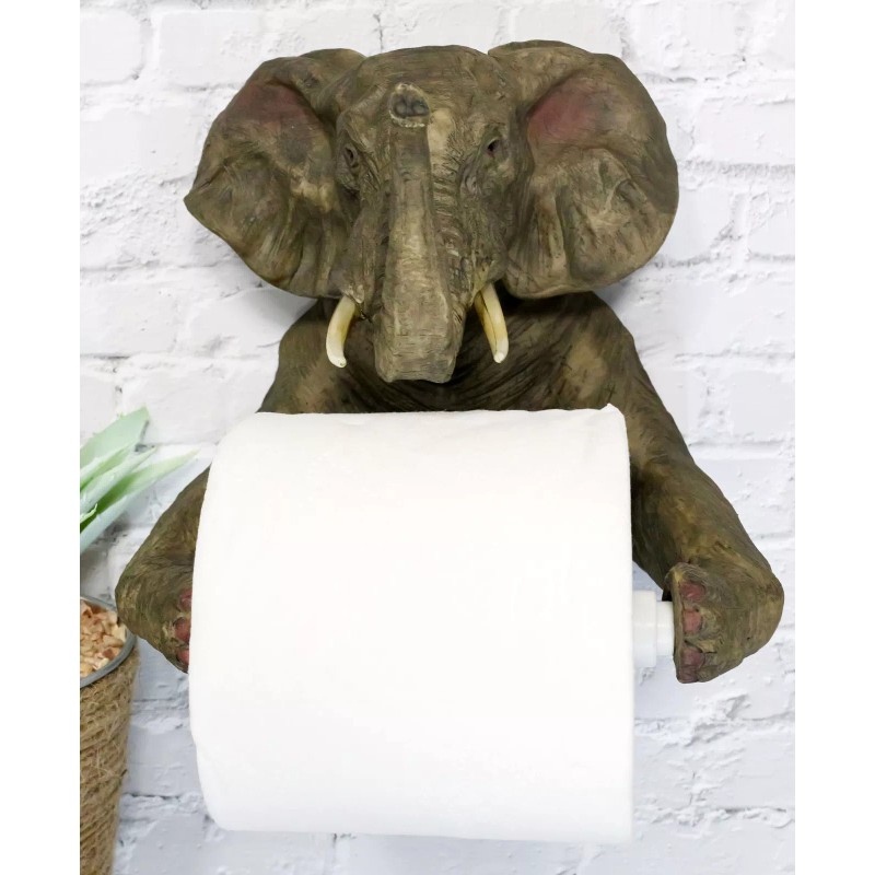 Gifts & Decors Ebros Pachyderm Servant Safari Elephant Holding Toilet