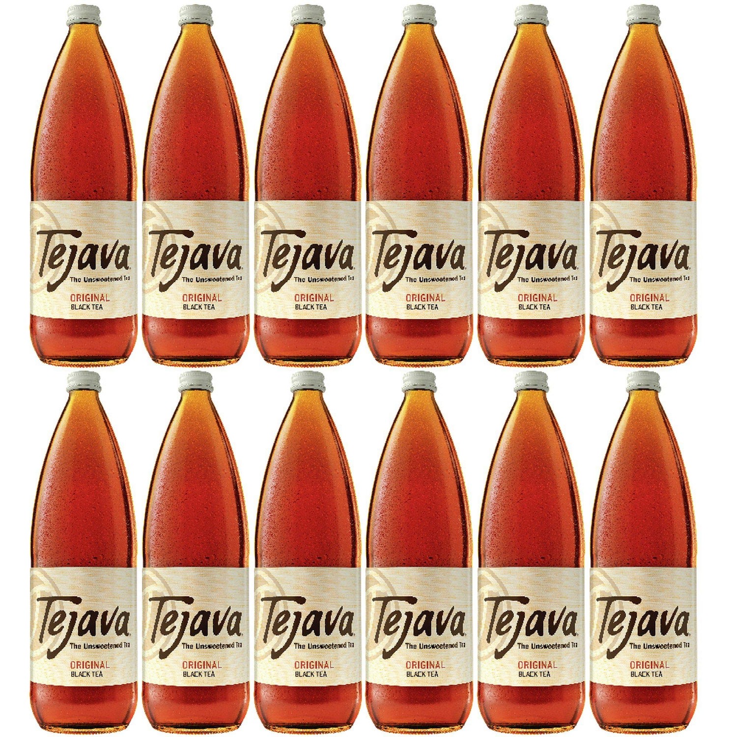Tejava Original Unsweetened Black Iced Tea, 12 Pack, 1 Liter Glass ...