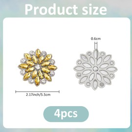 SUPERFINDINGS 4Stk Strass Blumen Applikation Gelb Floral Perlen Patches Kristall Strass Applikation Hochzeit Brautgürtel Applikationen Für Brautkleid Gürtel