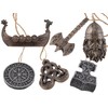 Set of 6 Hanging Viking Ships, Hand-Painted Consisting of Thor's