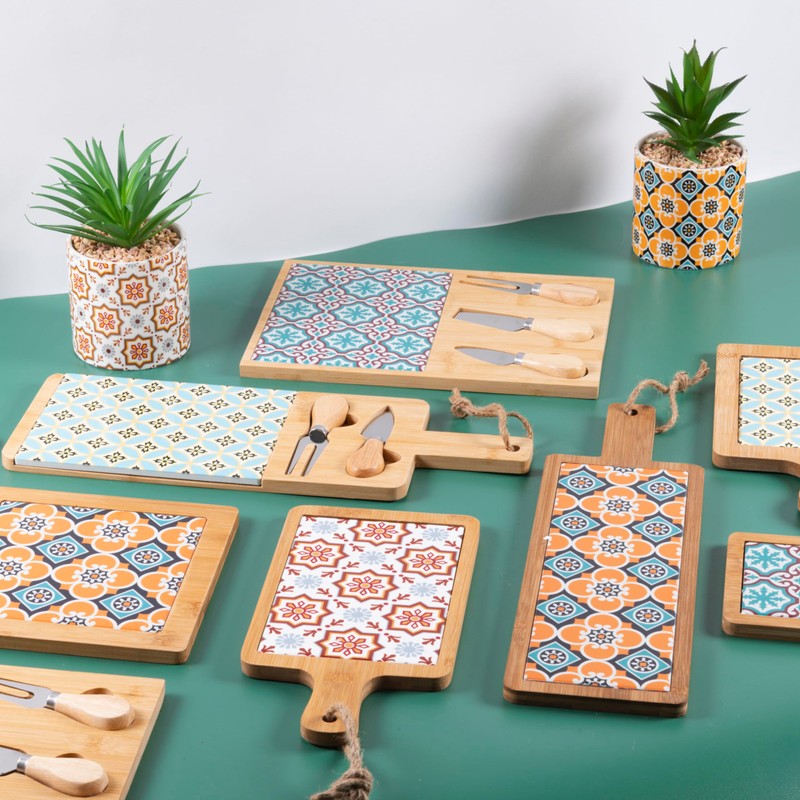 Valladolid 29 x 20 cm Square Ceramic and Bamboo Chopping