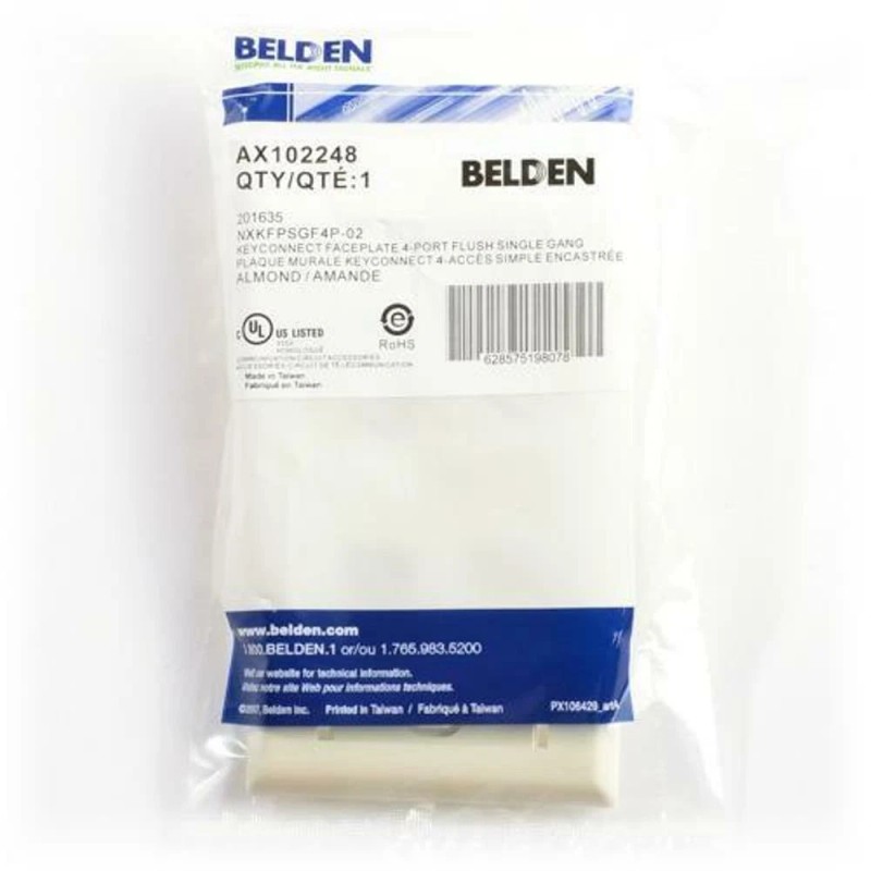 BELDEN AX102248 KeyConnect Faceplates 4-Port w/ID Windows Single-Gang