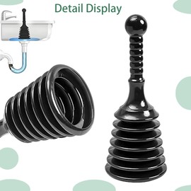 Roczential Plunger Sink & Drain Plunger for Kitchen Sinks, Bathroom Sinks, Showers, and Bathtubs. Small and Strong Design with Large Bellows Commercial & Residential Use, Black Pack of (1)
