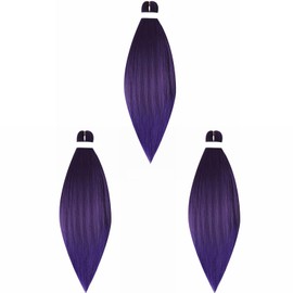 Gairyan Pre Stretched Braiding Hair 26 Inch Pre-Stretched Braiding Hair 3 Packs Natural Yaki Texture EZ Braids Professional Synthetic Hair for Braiding (Purple)