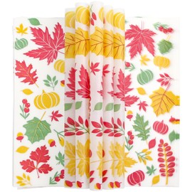 Thanksgiving Fall Wax Paper Sheet 100PCS Fall Maple Parchment Paper Thanksgiving Food Wrapping Paper Wax Baking Liner Thanksgiving Party Supplies