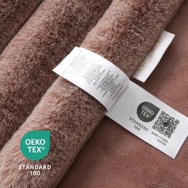 Amélie Home Faux Fur Throw Blanket for Couch, Ultra Cozy Fuzzy Fluffy Fur Luxurious Soft Striped Plush Gift Blankets for Family Sofa Chair Bed Living Room Bedroom, 60"x80", Ionic Fox Brown