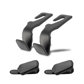 KARAVA 4pcs Car Accessories,Black Superior Leather Car Bag Hooks,Sunglasses Holders for Car,Cool Car Decor Essentials (A)