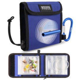 Booms Fishing Leader Holder Wallet: Fly Fishing Tippet Line Storage with10 Clear Pocket and Tippet Holder - Blue Fly Fishing Bag with Carabiner Clip