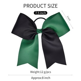 DEEKA 12PCS 8" Two Toned Large Cheer Hair Bows Ponytail Holder Handmade for Teen Girls Softball Cheerleader Sports -Forest Green/Black