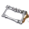 HTTMT- 3D Chrome Skull Flame Bone License Plate Frame w/LED