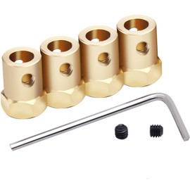 Hex Motor Coupling POWERTOOL 4Pcs Shaft Coupler Connector Brass Extended Shaft with Screw for Connecting Motor Shaft and Hex Wheel,etc (4mm)
