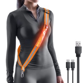 Todoxi LED Belt Reflective Sash for Walking at Night, High Visibility Adjustable Night Running Safety Gear Rechargeable LED Light Up Running Belt Reflective Gear for Runners Walkers Men Women