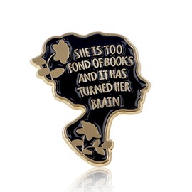 NIIIYTYB Book Pins Enamel Pin She Is Too Fond Of Books And It Has Turned Her Brain Lapel Badge Bookish Reading Accessories for Women Literature Lovers Stylish Pins for Clothing Bags and Lanyards,